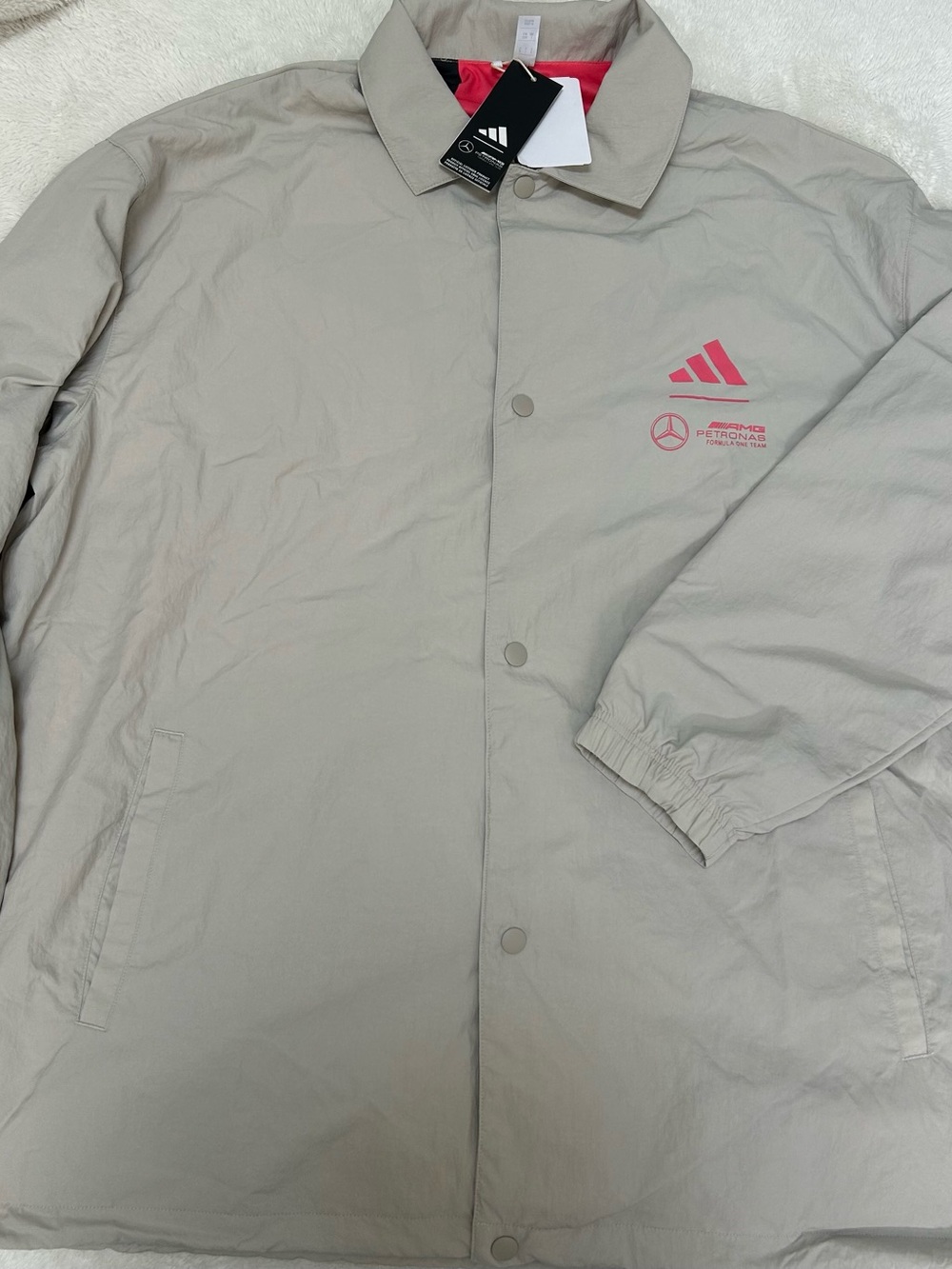 Adidas Mercedes AMG Petronas F1 One Team Size L Men’s Summer Coach Jacket JW3362